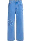 Marni Denim Boyfriend Jeans With Floral Embroidery In Blue