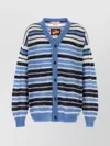 Marni Logo-embroidered Striped Mohair-blend Cardigan