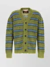 Marni Embroidered Mohair Blend Cardigan In Green