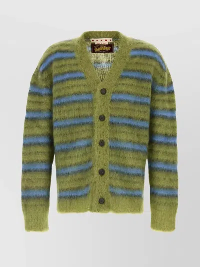 MARNI EMBROIDERED STRIPES MOHAIR BLEND CARDIGAN