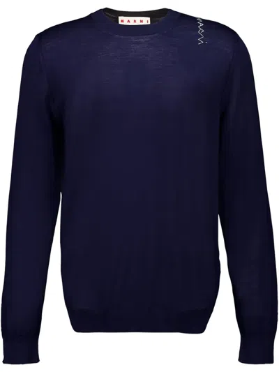 Marni Embroidered Sweater In Blue