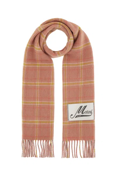 Marni Embroidered Wool Blend Scarf In Multi