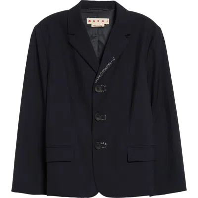 Marni Single Breast Wool Jacket In Navy