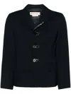 Marni Dark Blue Wool Fresh Fabric Baby Jacket With Embroidery In Blue