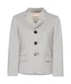 Marni Embroidered Wool Single-breasted Blazer In Gray
