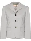 Marni Embroidered Wool Single-breasted Blazer In Grey
