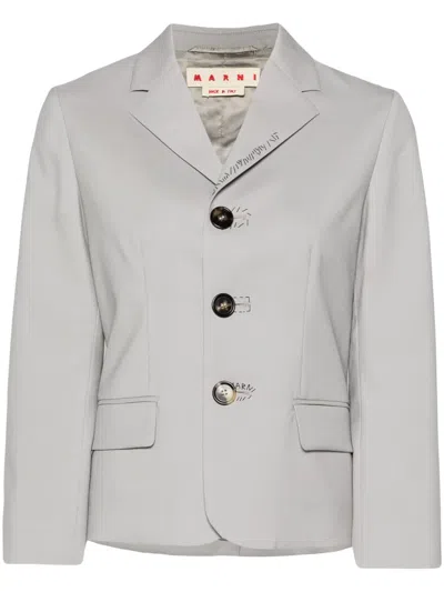 MARNI EMBROIDERED WOOL SINGLE-BREASTED BLAZER