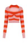 Marni Cropped Wool Sweater With Pink And Red Stripes