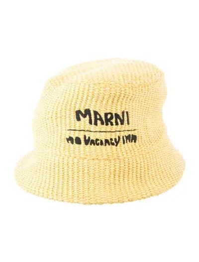 Pre-owned Marni Embroidered Woven Bucket Hat In Yellow