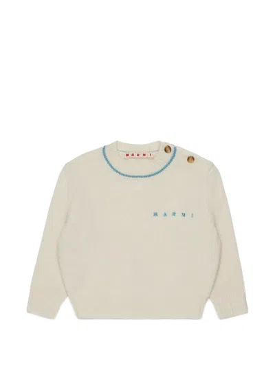 Marni Babies' Embroidered-logo Button-detail Sweater In Neutral