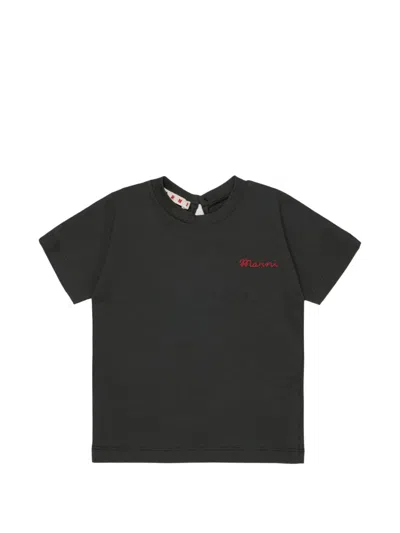 Marni Babies' Embroidered-logo T-shirt In Black