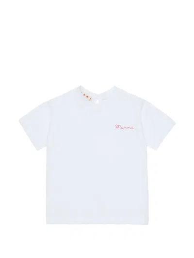 Marni Babies' Embroidered-logo T-shirt In Blue