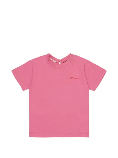 Marni Babies' Embroidered-logo T-shirt In Pink