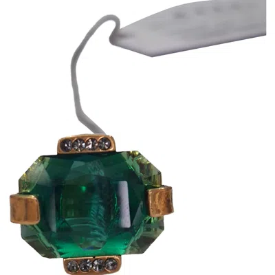 Marni Emerald Crystal Embellished Ring In Gold Metal