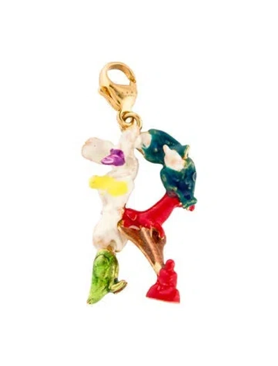 Pre-owned Marni Enamel Alphabet "r" Charm In Multi
