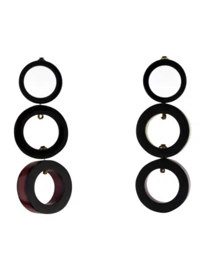 Pre-owned Marni Enamel & Horn Drop Earrings In Black