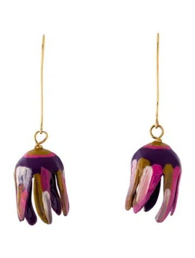 Pre-owned Marni Enamel Floral Drop Earrings In Multi