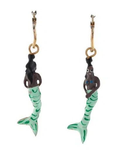 Pre-owned Marni Enamel Siren Drop Earrings In Multi