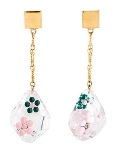 Pre-owned Marni Enamle & Crystal Clip-on Earrings In Multicolor