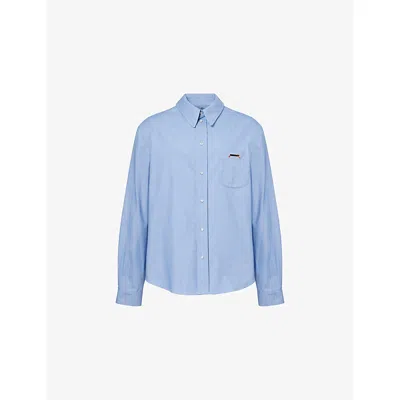 Marni Mens Iris Blue Long-sleeve Relaxed-fit Denim Shirt