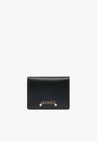 Marni Envelope Leather Bi-fold Wallet In Black