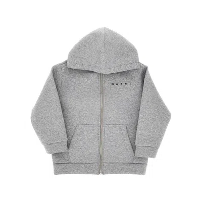 Marni Eoprene Full-zip Jacket With Logo Kids In Gray
