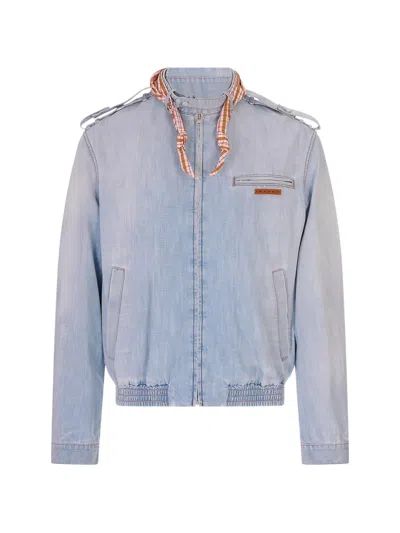 Marni Epaulette-detail Zip-up Jacket In Blue