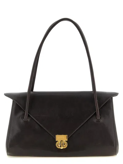 Marni East West Leather Shoulder Bag In Black
