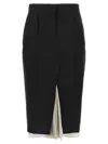 Marni Wool Midi Skirt Exposed Lining In Black