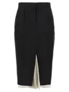 Marni Wool Midi Skirt Exposed Lining In Black