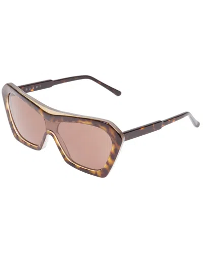 Marni Eyewear Angled Frame Sunglasses In Brown