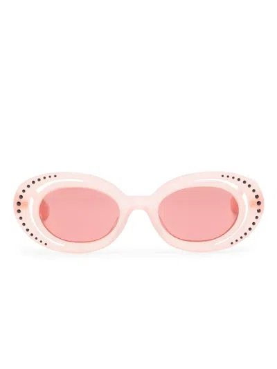Marni Eyewear Crystal-embellished Round-frame Sunglasses In Pink