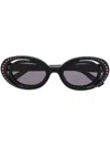 Marni Eyewear Crystal-embellishment Oval-frame Sunglasses In Schwarz