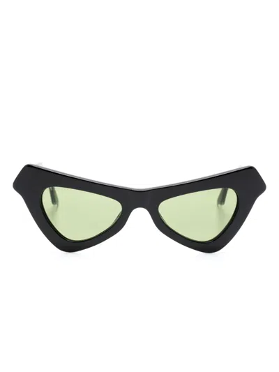 Marni Eyewear Cat-eye-sonnenbrille Mit Logo-gravur In Black
