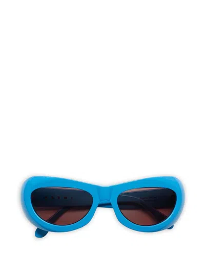Marni Eyewear Field Of Rushes Oval-frame Sunglasses In Blue