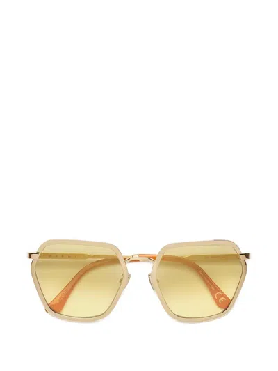 Marni Eyewear Geometric-frame Sunglasses In Gold
