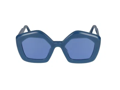 Marni Eyewear Laughing Waters Pentagon Frame Sunglasses In Blue