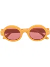 Marni Eyewear Logo-print Round-frame Sunglasses In Orange