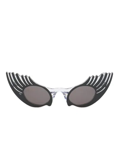 Marni Eyewear Oval Eyelash-effect Sunglasses In Black