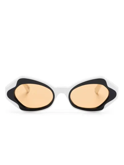 Marni Eyewear Oval-frame Sunglasses In 白色