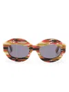 Marni Eyewear Spacey Stripey Oval-frame Sunglasses In 红色