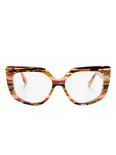 Marni Eyewear Striped Glasses In Brown