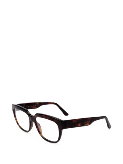 Marni Eyewear Tortoiseshell-effect Square-frame Glasses In Brown