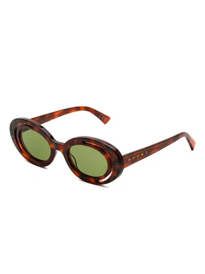 Marni Eyewear Zion Canyon Crystal-embellished Sunglasses In Brown