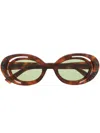 Marni Eyewear Zion Tortoiseshell Oval-frame Sunglasses In Braun