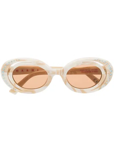Marni Eyewear Zyon Canyon Oval-frame Sunglasses In Nude