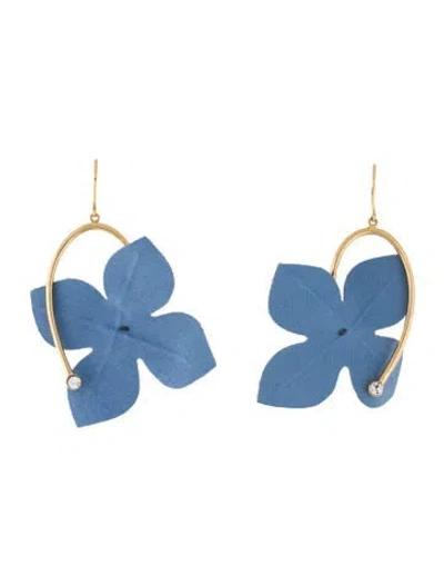 Pre-owned Marni Fabric & Crystal Flower Drop Earrings In Multi