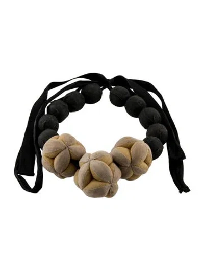 Pre-owned Marni Fabric & Ribbon Beaded Collar Necklace, 73" In Multi