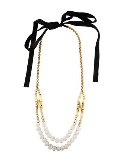 Pre-owned Marni Fabric Bead & Ribbon Double Strand Necklace, 71" In Multicolor