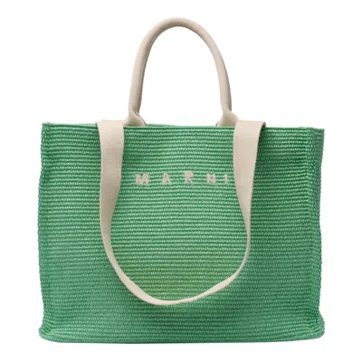 MARNI FABRIC RAFIA EFFECT SHOPPING BAG